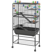 5-Tier Rolling Hamster Cage with Storage Shelf - Black-DECOROLALA
