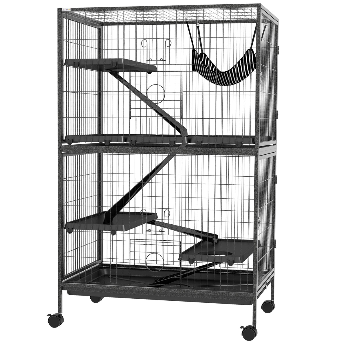 5-Tier Rolling Small Animal Cage - Grey 50" Deluxe Pet Crate-Small Animals-DECOROLALA