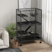 5-Tier Rolling Small Animal Cage - Grey 50" Deluxe Pet Crate-Small Animals-DECOROLALA