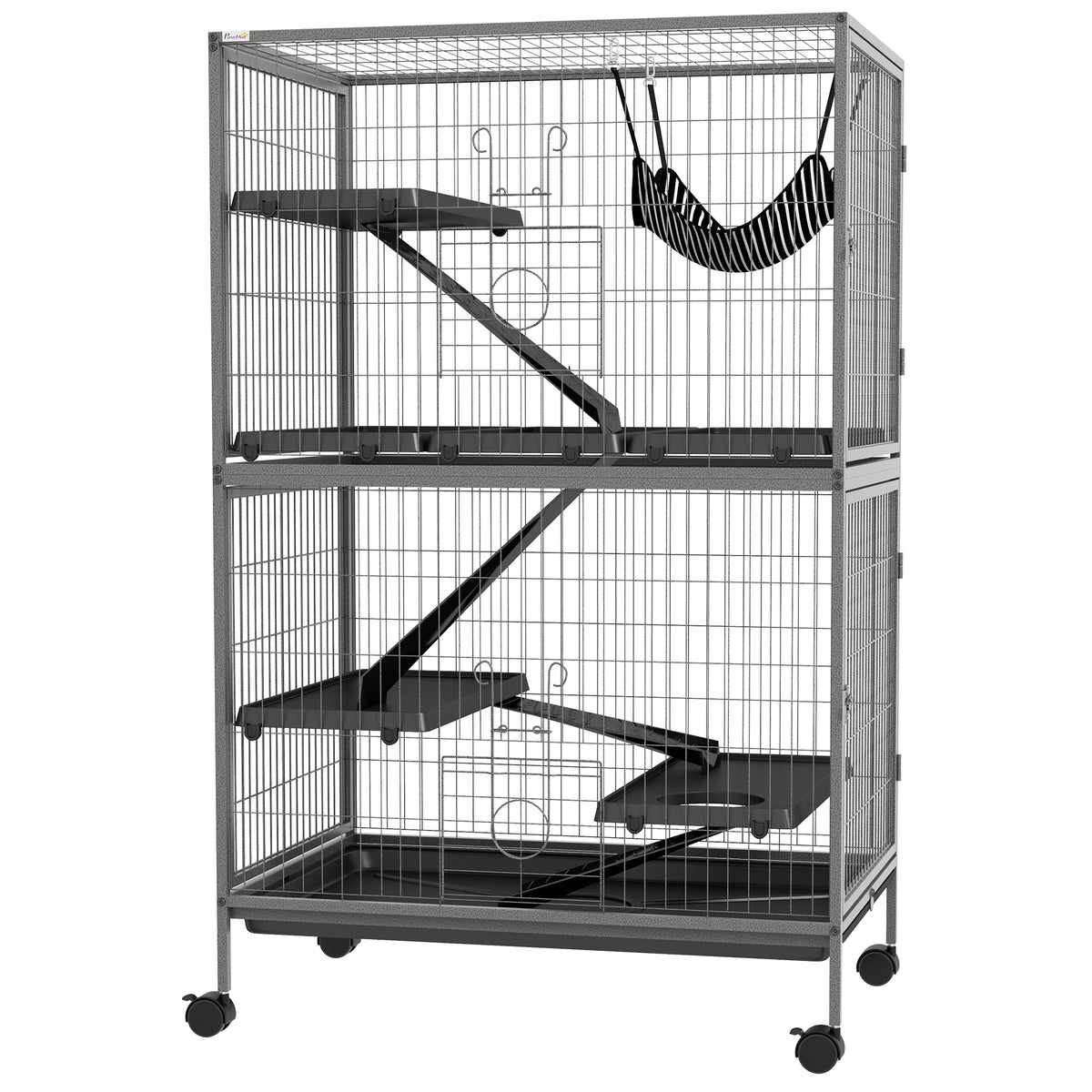 5-Tier Rolling Small Animal Cage - Grey 50" Steel with Hammock-Small Animal Supplies-DECOROLALA