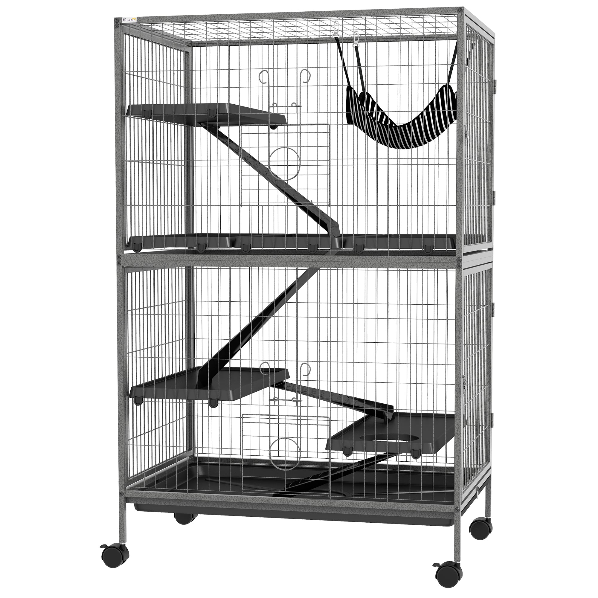 5-Tier Rolling Small Animal Cage - Grey 50" Steel with Hammock-Small Animals-DECOROLALA