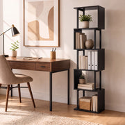 5-Tier S-Shaped Bookshelf w/ Open Cubes & Anti-toppling Kits for Living Room-Black-Bookcases-DECOROLALA