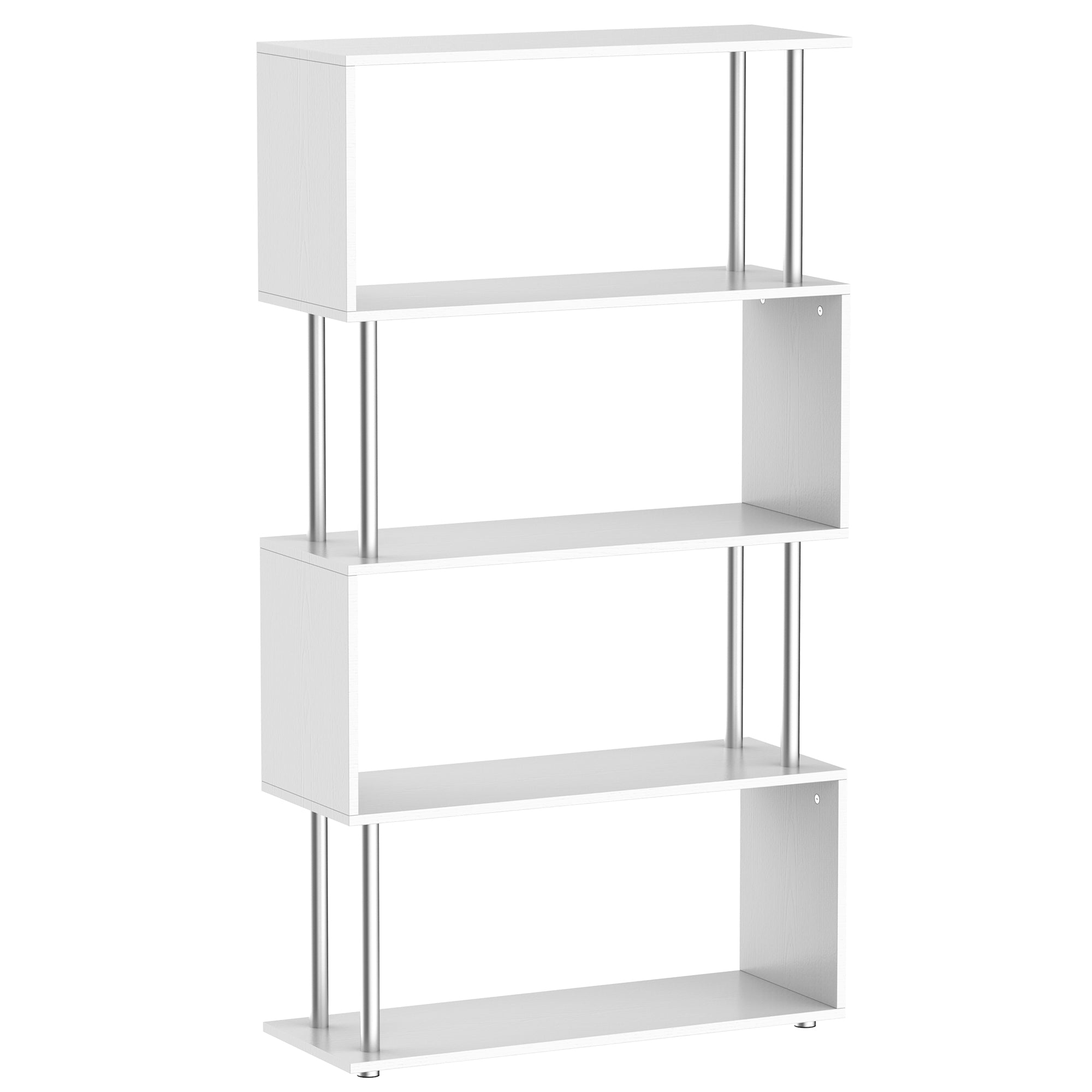 5-Tier S-Shaped Geometric Bookcase - White 57"H-Home Furnishings > Storage & Organization > Bookshelves & Bookcases > Display Bookshelves-DECOROLALA