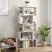 5-Tier S-Shaped Geometric Bookshelf - White 64" Tall-Display Bookshelves-DECOROLALA