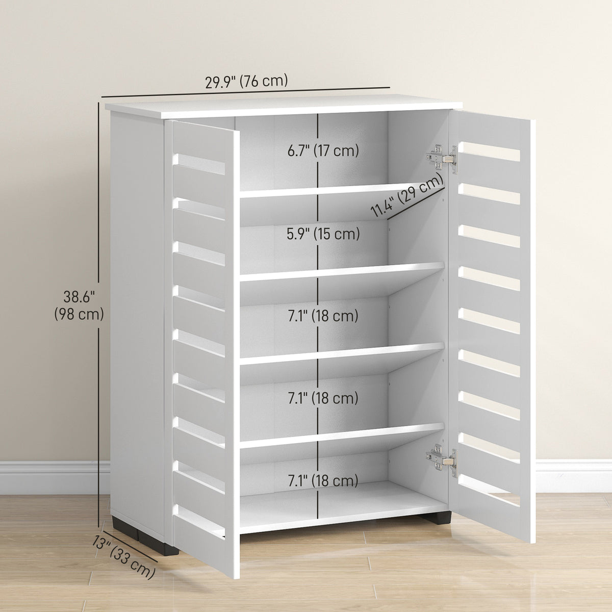 5-Tier Shoe Storage Cabinet - White 15 Pair Capacity-Home Furnishings > Storage & Organization > Shoe Storage Cabinets & Racks-DECOROLALA