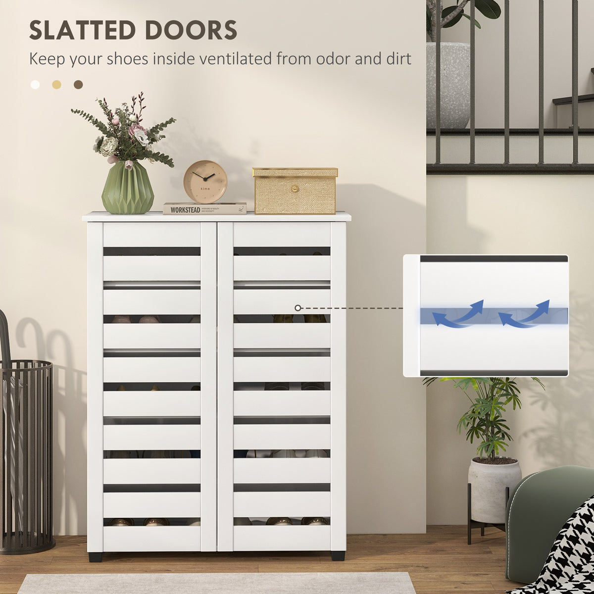 5-Tier Shoe Storage Cabinet - White 15 Pair Capacity-Home Furnishings > Storage & Organization > Shoe Storage Cabinets & Racks-DECOROLALA