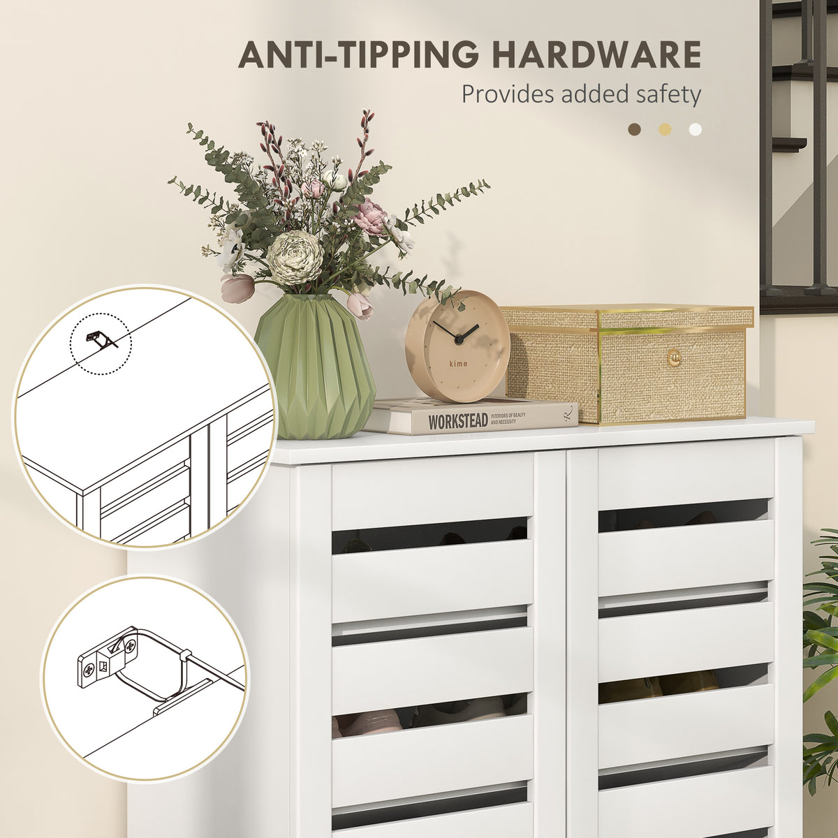 5-Tier Shoe Storage Cabinet - White 15 Pair Capacity-Home Furnishings > Storage & Organization > Shoe Storage Cabinets & Racks-DECOROLALA