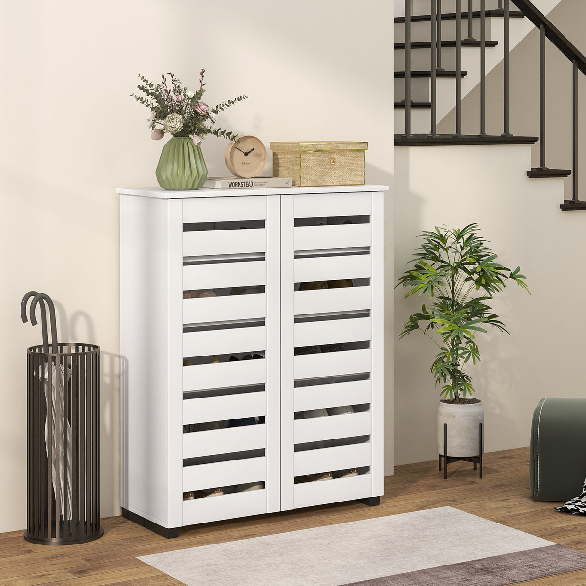 5-Tier Shoe Storage Cabinet - White 15 Pair Capacity-Home Furnishings > Storage & Organization > Shoe Storage Cabinets & Racks-DECOROLALA