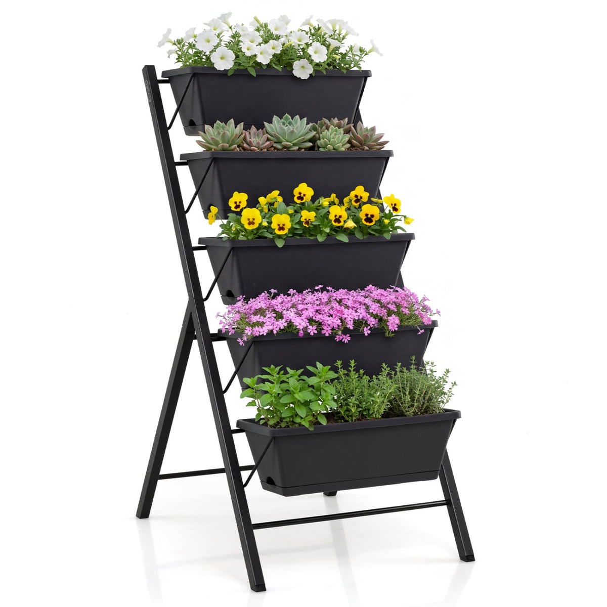 5-Tier Vertical Raised Garden Bed with Drainage Holes for Patio-Raised Garden Beds-DECOROLALA