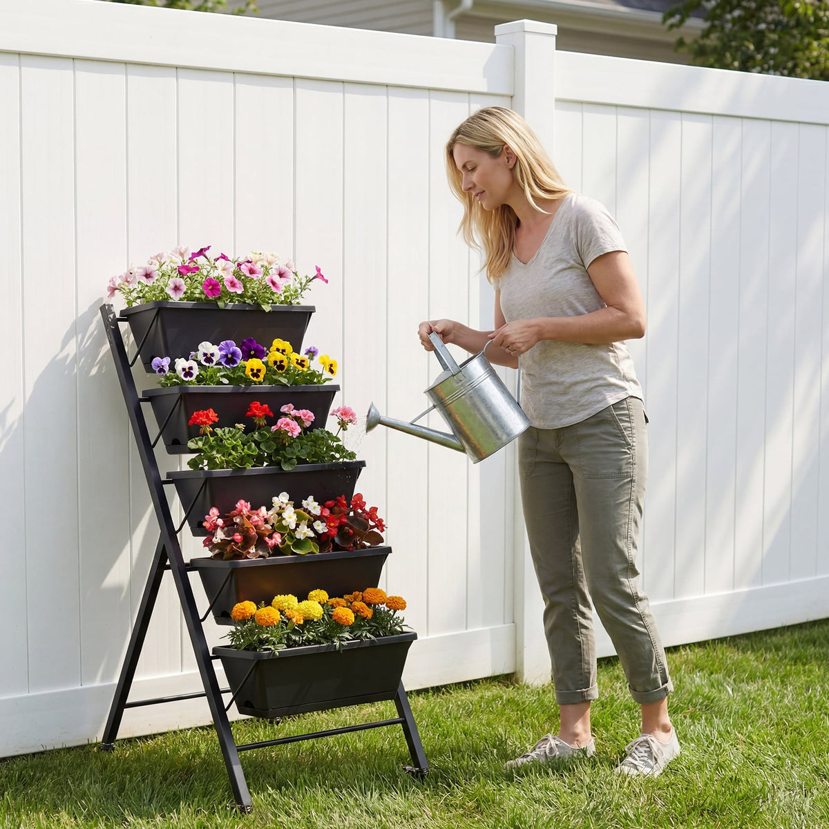 5-Tier Vertical Raised Garden Bed with Wheels for Backyard-Raised Garden Beds-DECOROLALA