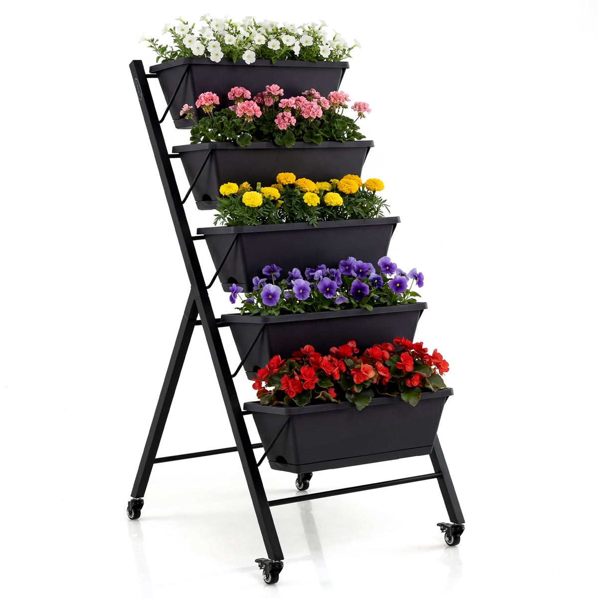 5-Tier Vertical Raised Garden Bed with Wheels for Backyard-Raised Garden Beds-DECOROLALA