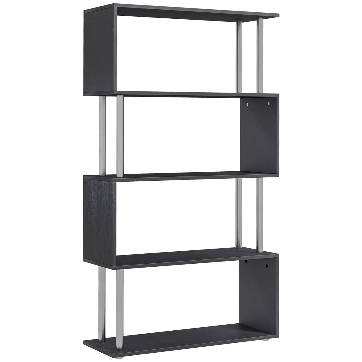 5-Tier Z-Shaped Geometric Bookcase - Black 57" H-Display Bookshelves-DECOROLALA