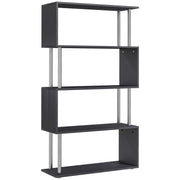 5-Tier Z-Shaped Geometric Bookcase - Black 57" H-Home Furnishings > Storage & Organization > Bookshelves & Bookcases > Display Bookshelves-DECOROLALA