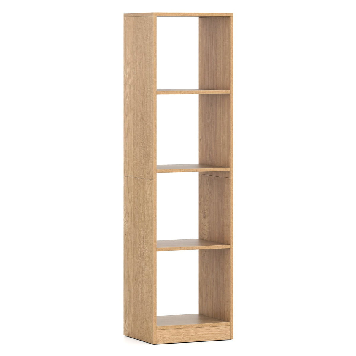 5 Tiers 4-Cube Narrow Bookshelf with 4 Anti-Tipping Kits-Natural-Bookcases-DECOROLALA