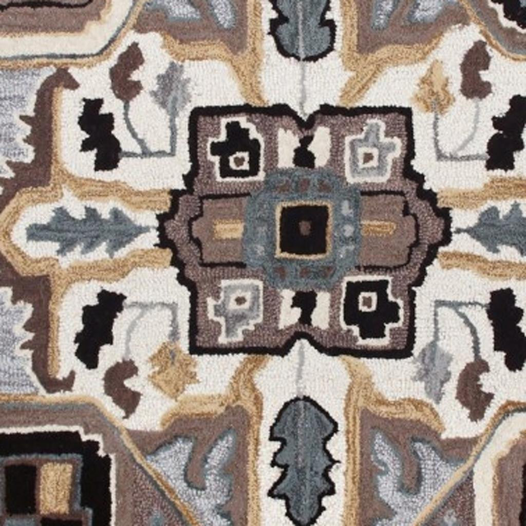 5' X 5' Blue And Red Wool Hand Tufted Area Rug-Area Rugs-DECOROLALA