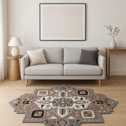 5' X 5' Blue And Red Wool Hand Tufted Area Rug-Area Rugs-DECOROLALA