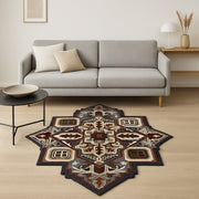 5' X 5' Blue And Red Wool Hand Tufted Area Rug-Area Rugs-DECOROLALA