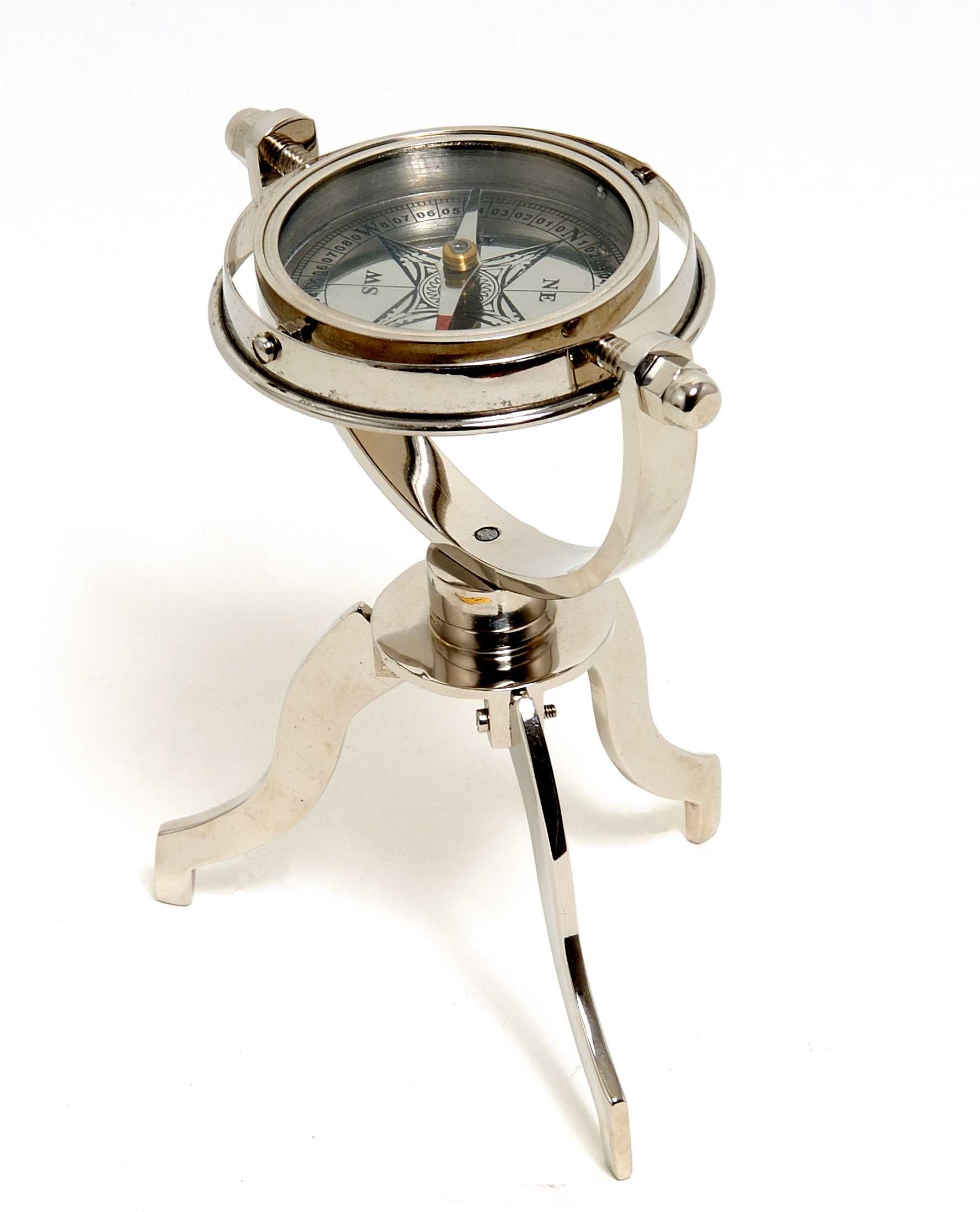 5" X 5" X 8.5" Gimbaled Compass On Tristand-Sculptures-DECOROLALA