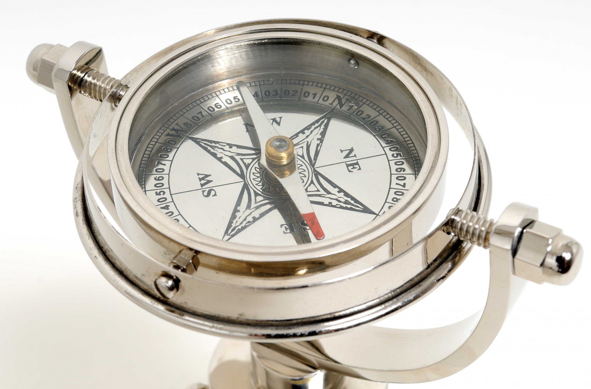 5" X 5" X 8.5" Gimbaled Compass On Tristand-Sculptures-DECOROLALA