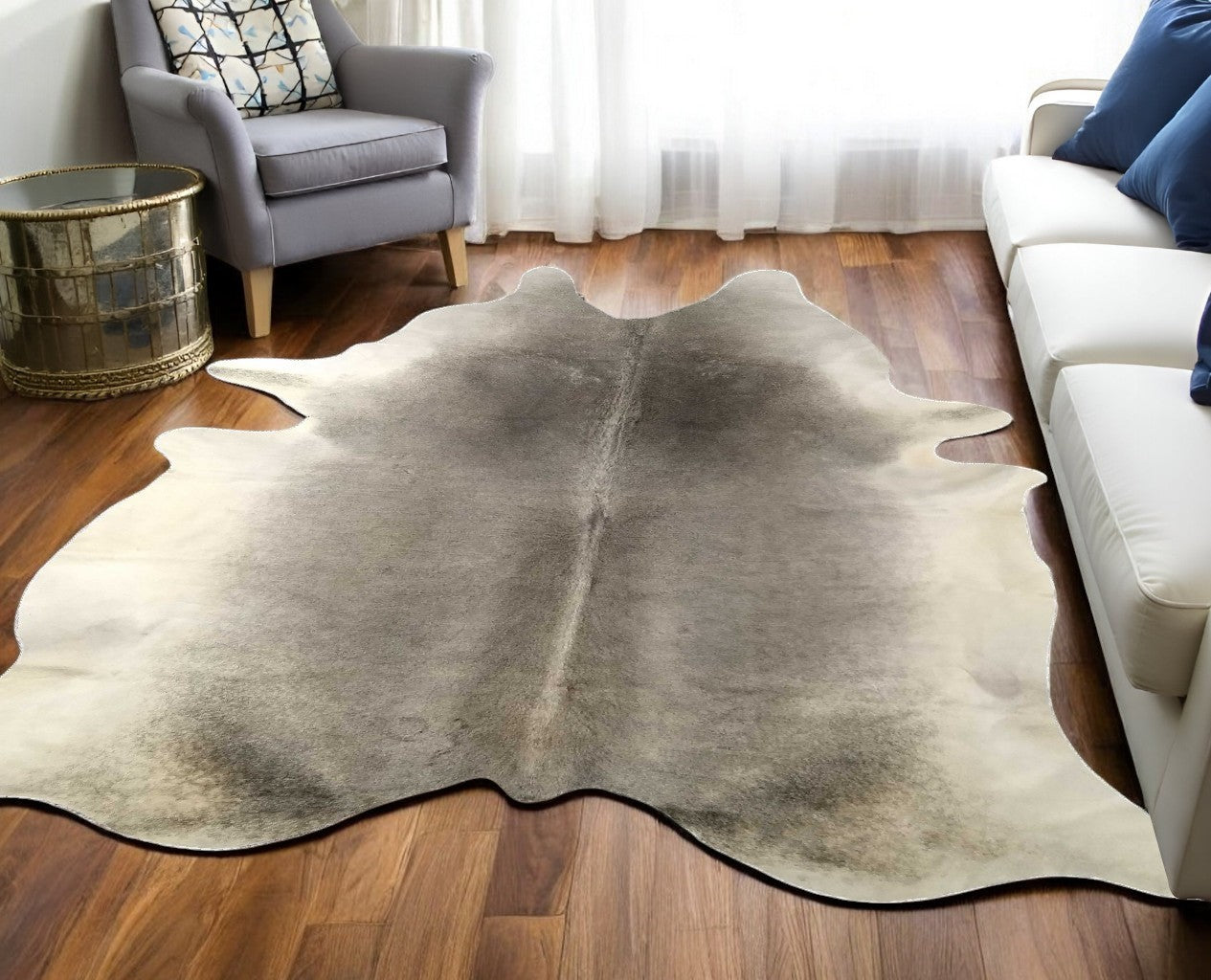 5' X 6' Brown And White Cowhide Handmade Area Rug-Area Rugs-DECOROLALA