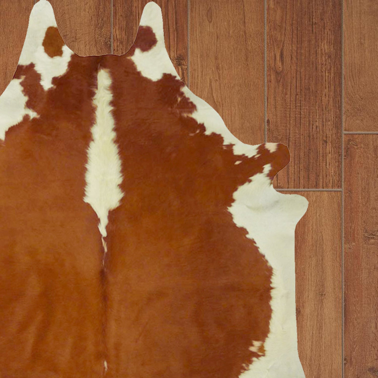 5' X 6' Brown And White Cowhide Handmade Area Rug-Area Rugs-DECOROLALA