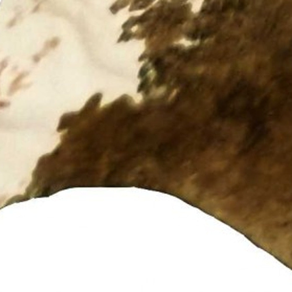 5' X 6' Brown And White Cowhide Handmade Area Rug-Area Rugs-DECOROLALA