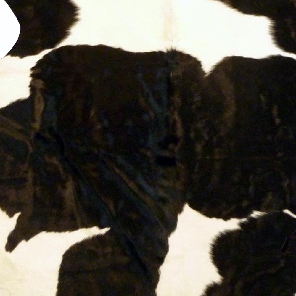 5' X 6' Brown And White Cowhide Handmade Area Rug-Area Rugs-DECOROLALA