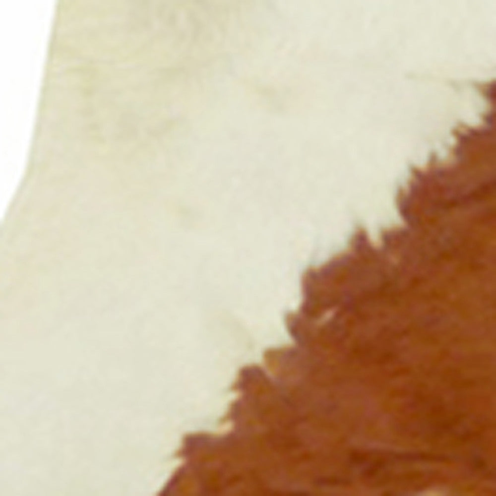 5' X 6' Brown And White Cowhide Handmade Area Rug-Area Rugs-DECOROLALA