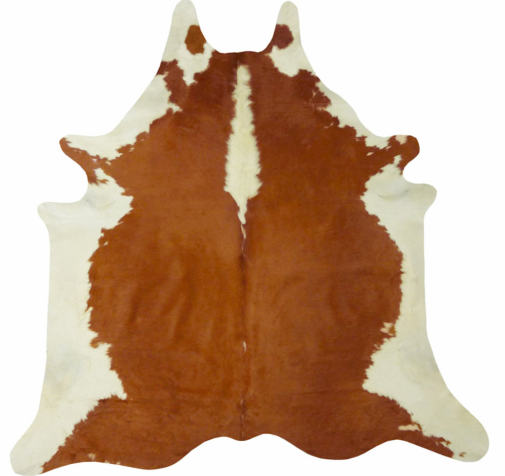 5' X 6' Brown And White Cowhide Handmade Area Rug-Area Rugs-DECOROLALA