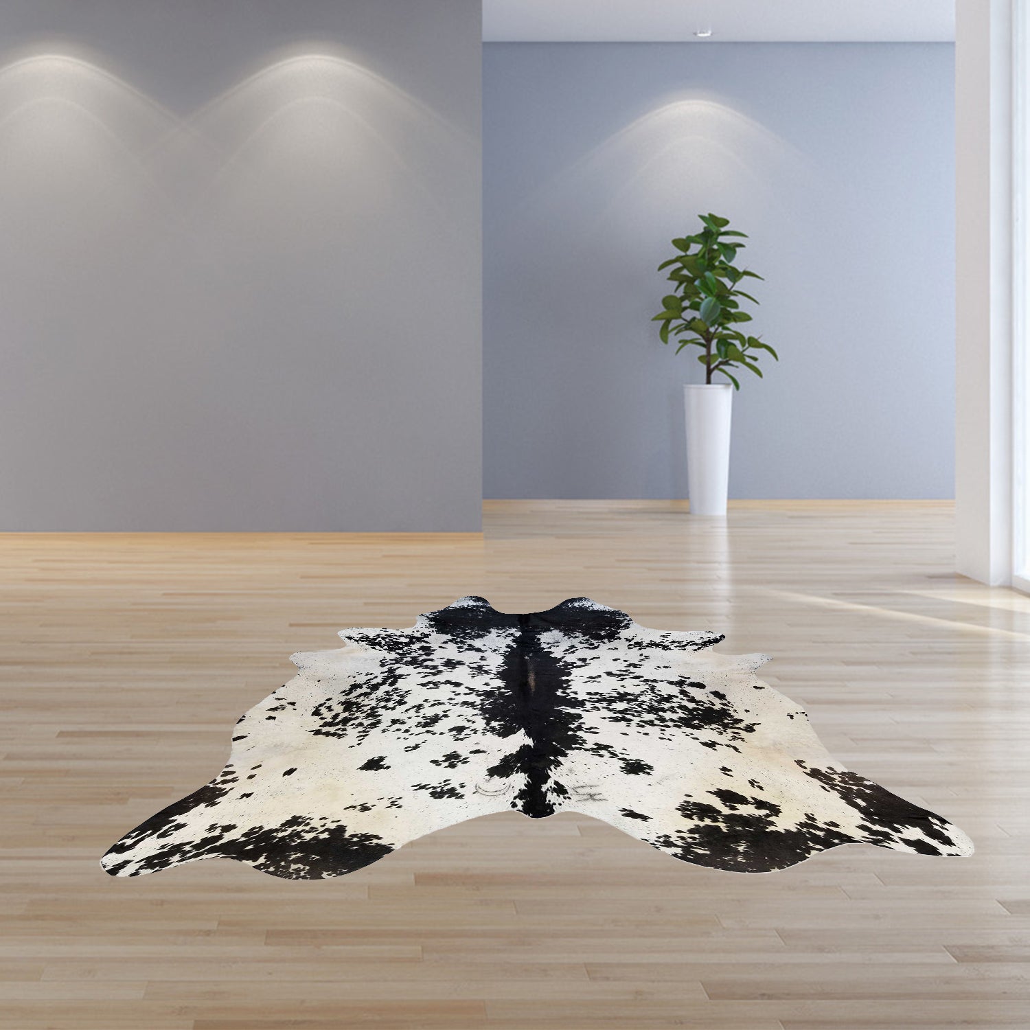 5' X 6' Brown And White Cowhide Handmade Area Rug-Area Rugs-DECOROLALA