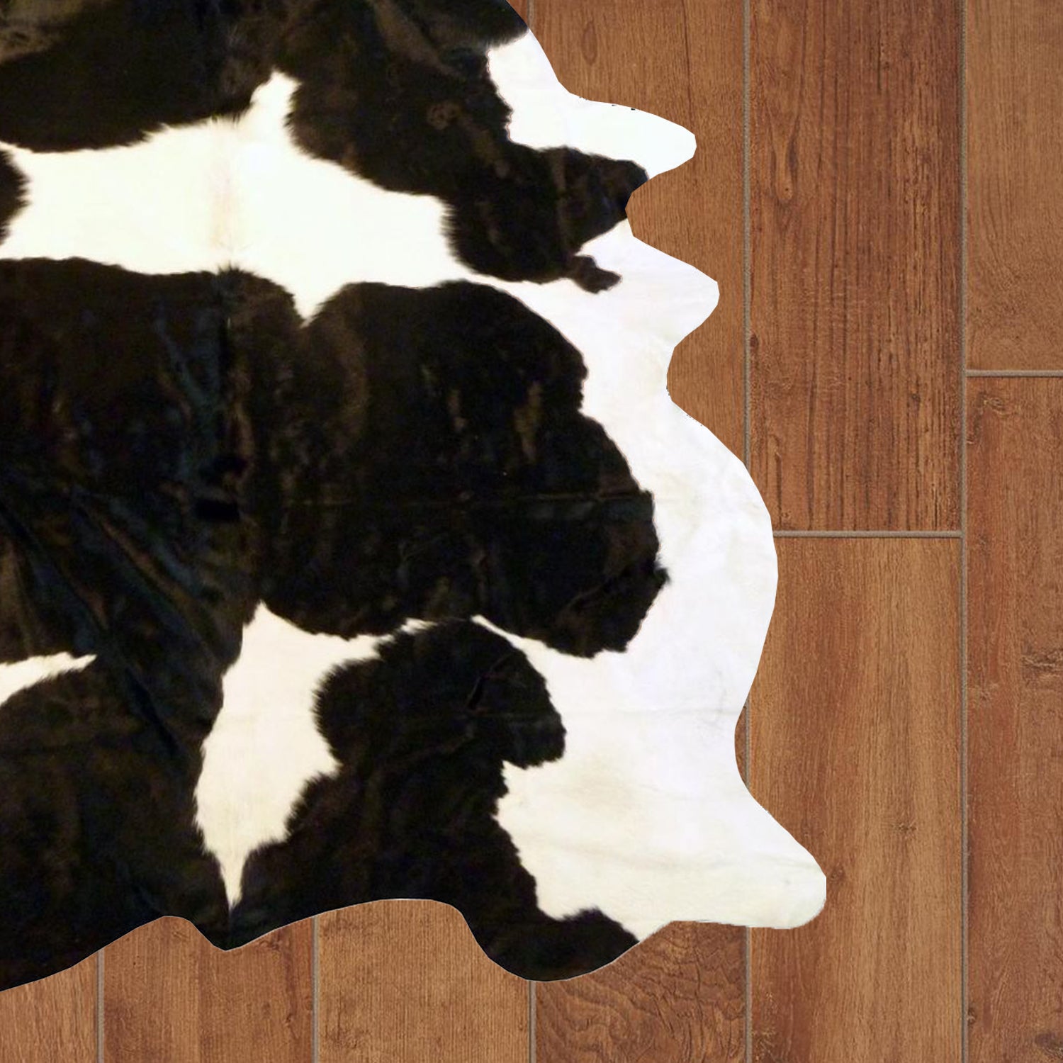 5' X 6' Brown And White Cowhide Handmade Area Rug-Area Rugs-DECOROLALA
