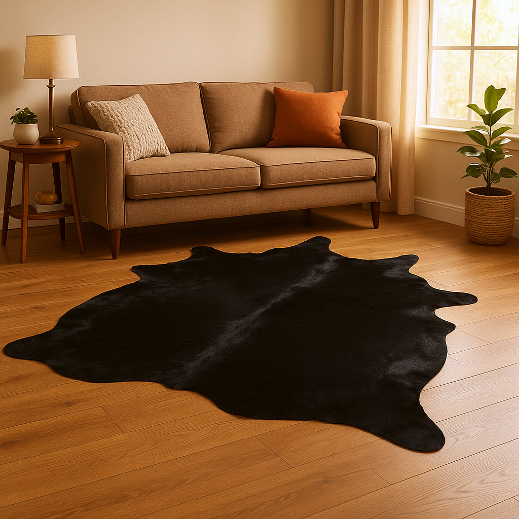 5' X 6' Brown And White Cowhide Handmade Area Rug-Area Rugs-DECOROLALA
