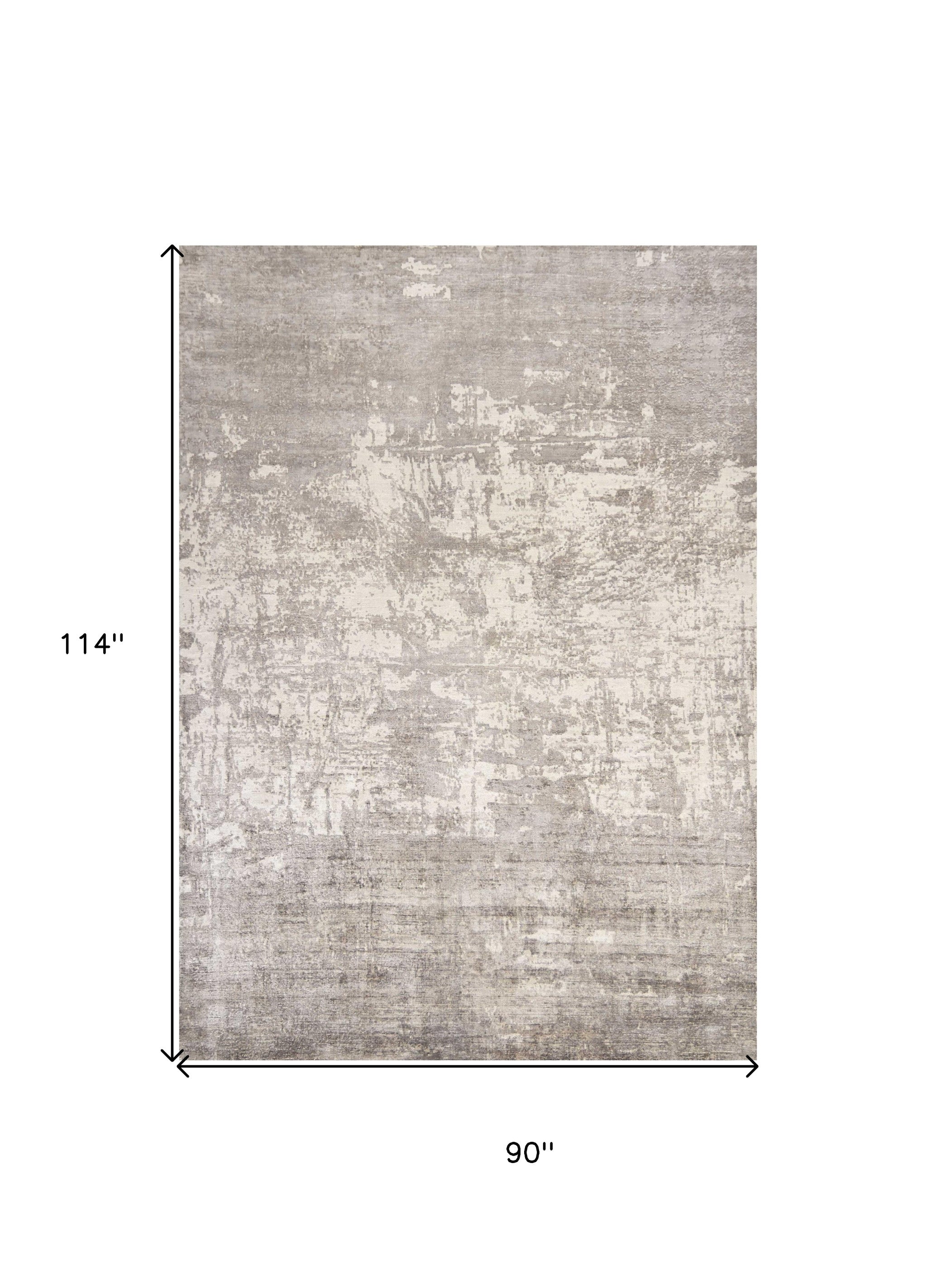 5' X 7' Beige And Ivory Abstract Hand Loomed Area Rug-Area Rugs-DECOROLALA