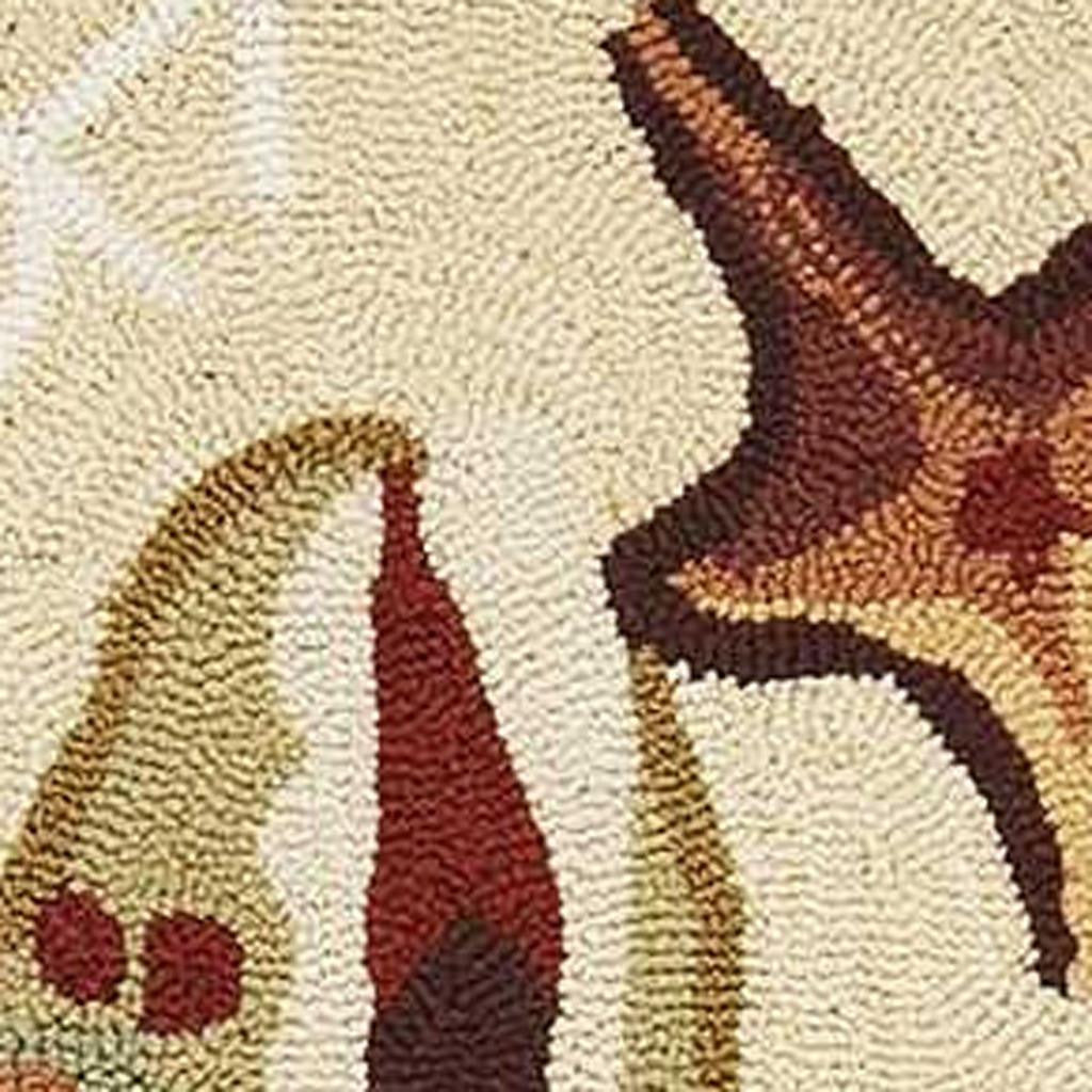 5' X 7' Beige Green And Brown Seashell and Coral Hand Hooked Area Rug-Area Rugs-DECOROLALA