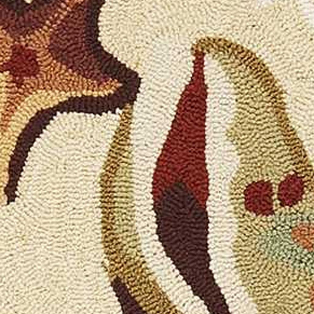 5' X 7' Beige Green And Brown Seashell and Coral Hand Hooked Area Rug-Area Rugs-DECOROLALA