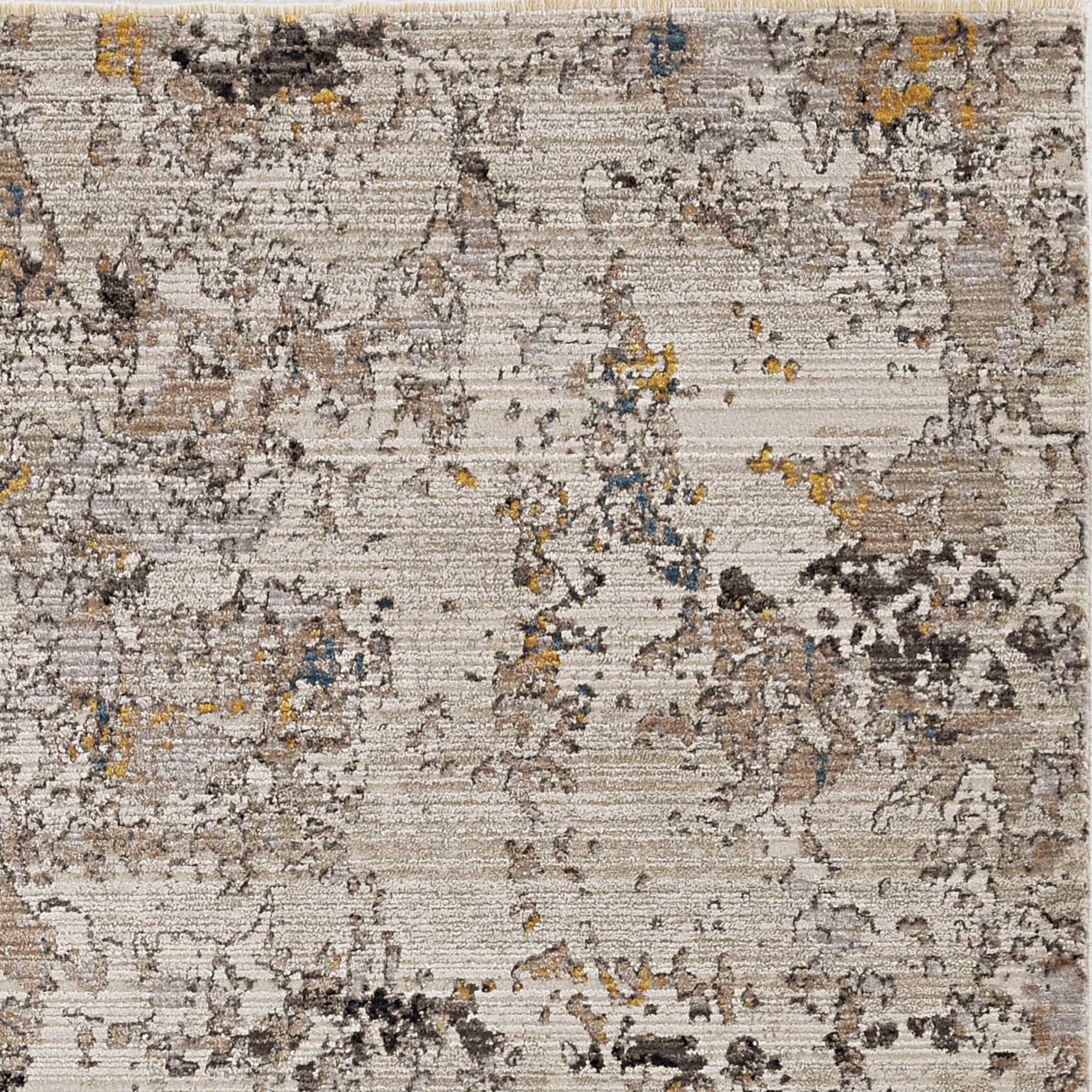 5' X 7' Beige Tan And Gold Abstract Hand Loomed Distressed Area Rug-Area Rugs-DECOROLALA