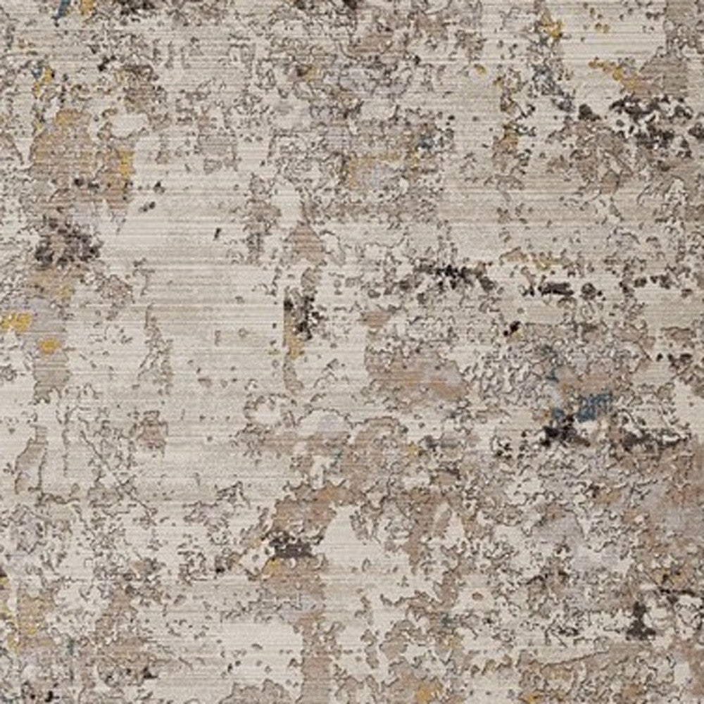 5' X 7' Beige Tan And Gold Abstract Hand Loomed Distressed Area Rug-Area Rugs-DECOROLALA