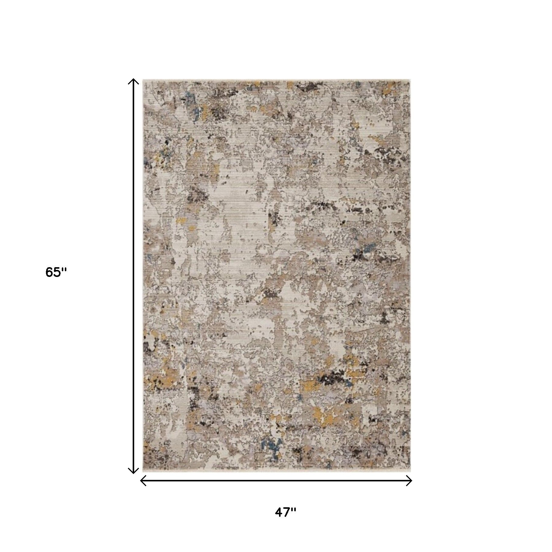 5' X 7' Beige Tan And Gold Abstract Hand Loomed Distressed Area Rug-Area Rugs-DECOROLALA