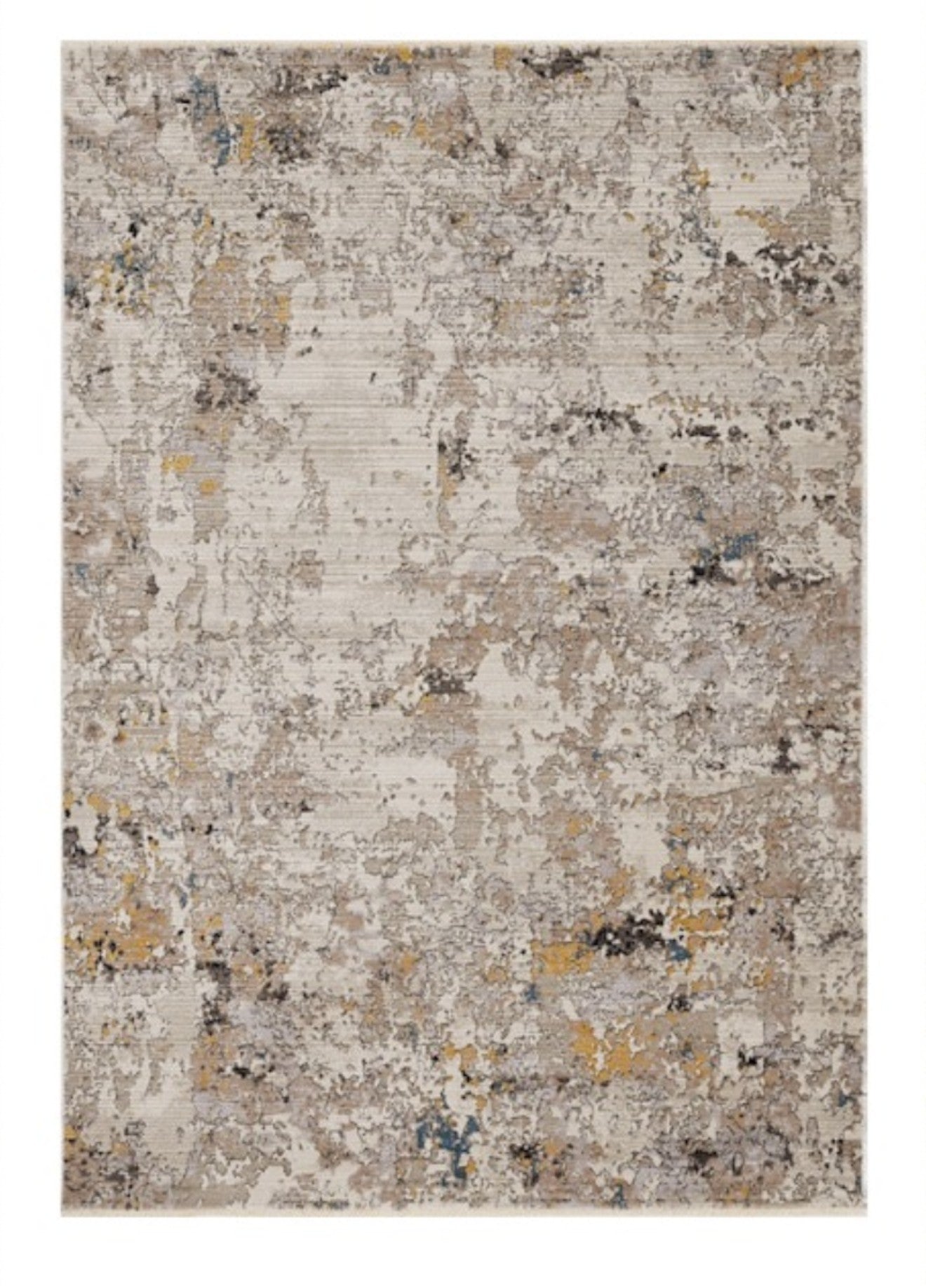 5' X 7' Beige Tan And Gold Abstract Hand Loomed Distressed Area Rug-Area Rugs-DECOROLALA