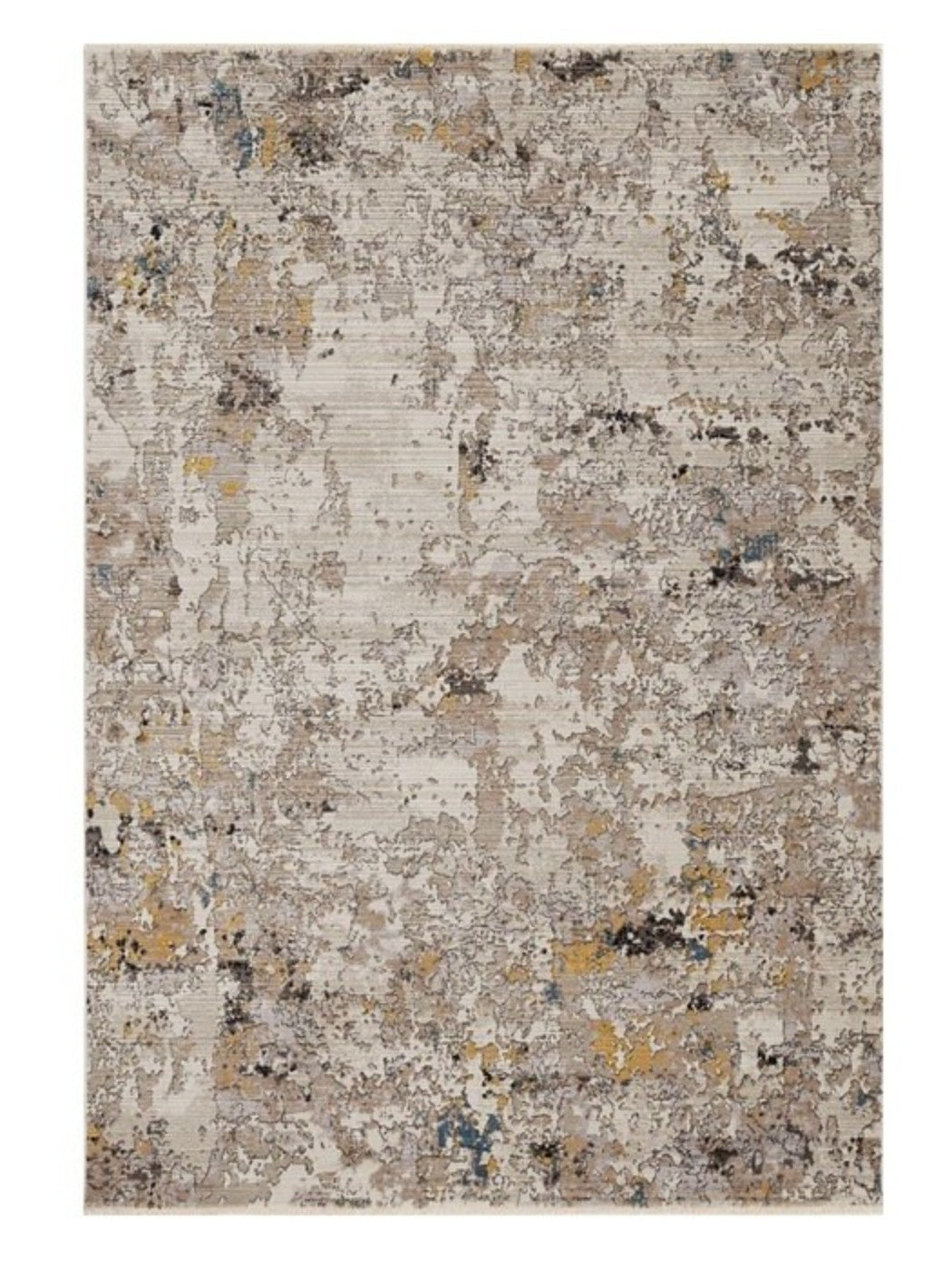 5' X 7' Beige Tan And Gold Abstract Hand Loomed Distressed Area Rug-Area Rugs-DECOROLALA