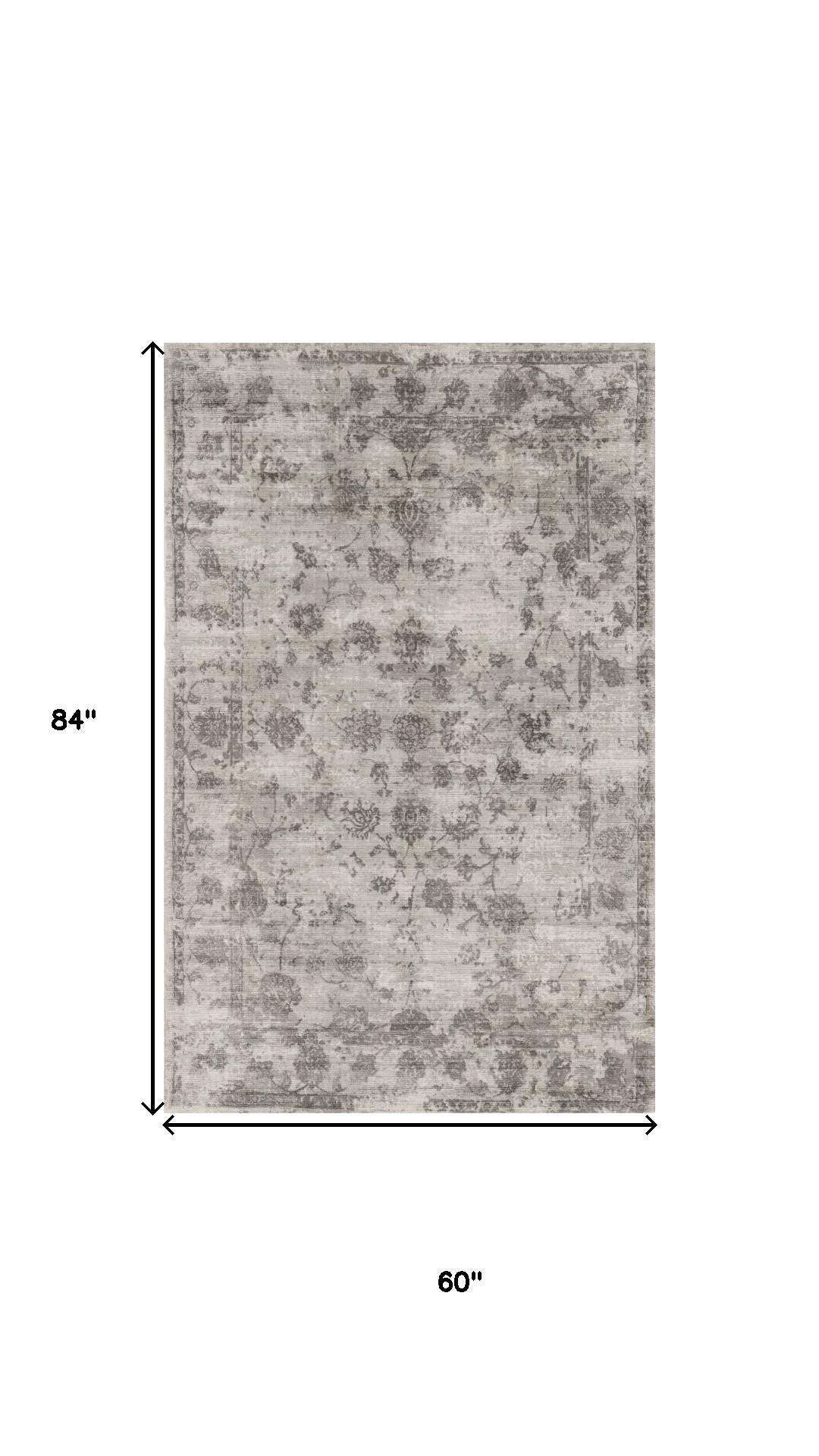 5' X 7' Beige Tan And Gold Abstract Hand Loomed Distressed Area Rug-Area Rugs-DECOROLALA