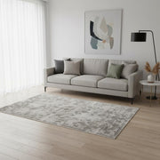 5' X 7' Beige Tan And Gold Abstract Hand Loomed Distressed Area Rug-Area Rugs-DECOROLALA