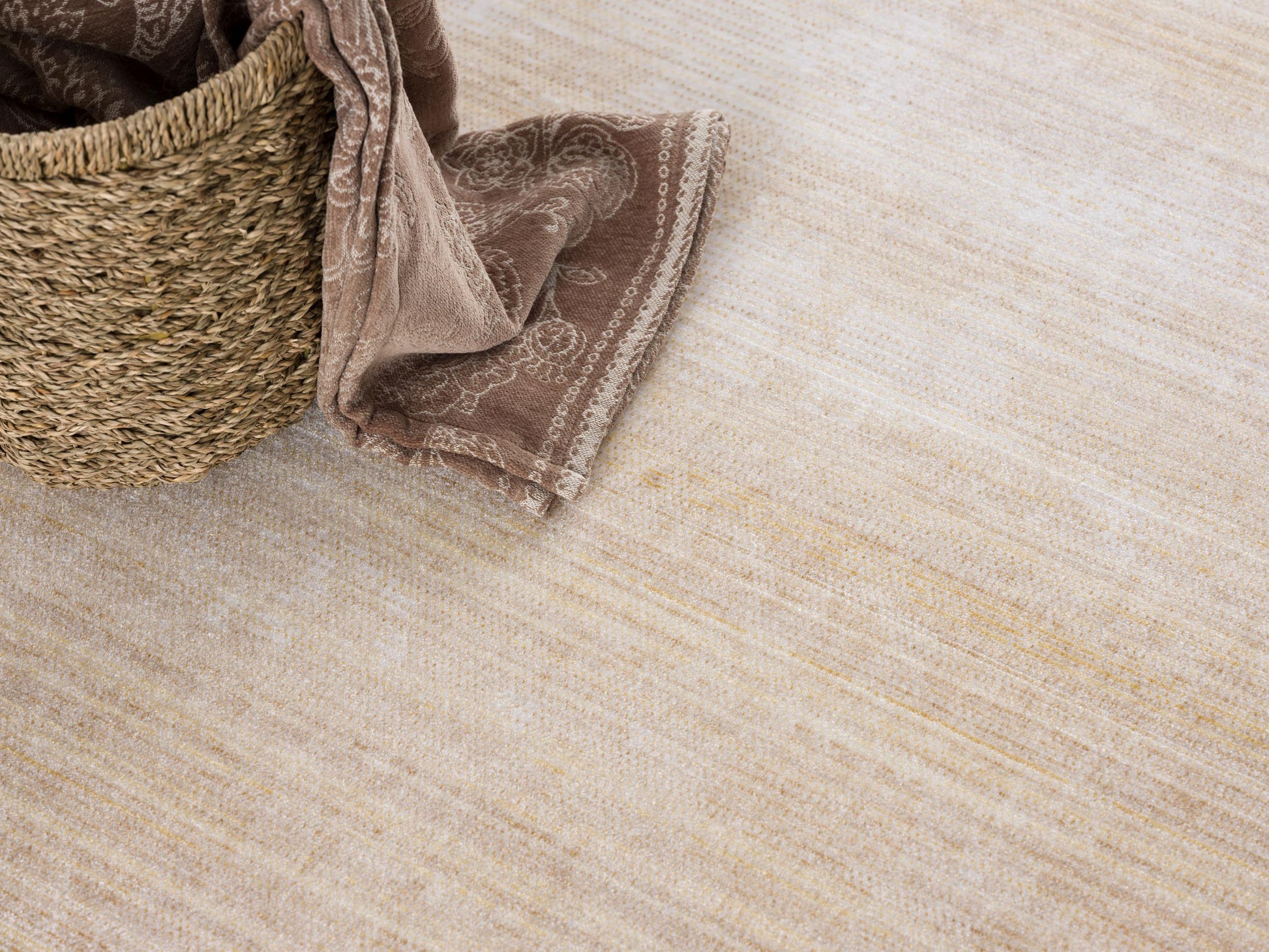 5' X 7' Beige and Blue Abstract Non Skid Area Rug-Area Rugs-DECOROLALA