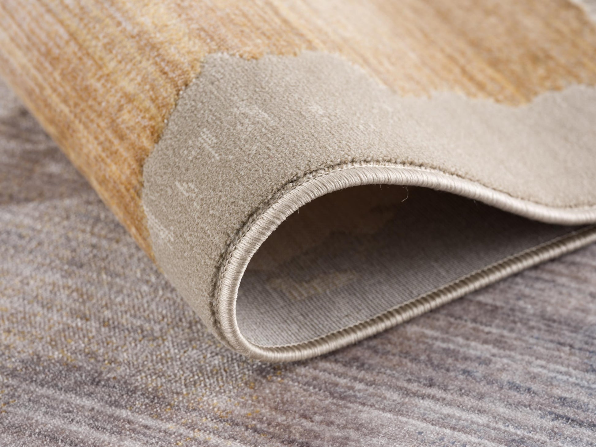 5' X 7' Beige and Blue Abstract Non Skid Area Rug-Area Rugs-DECOROLALA