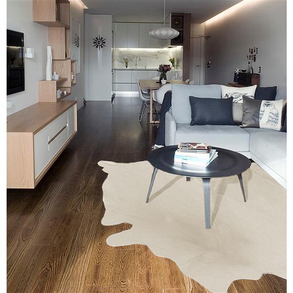 5' X 7' Black And Gold Cowhide Cowhide Print Area Rug-Area Rugs-DECOROLALA