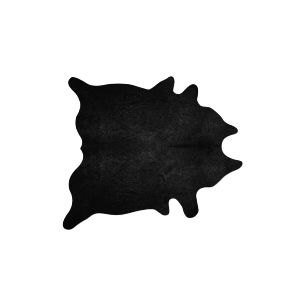 5' X 7' Black And Gold Cowhide Cowhide Print Area Rug-Area Rugs-DECOROLALA