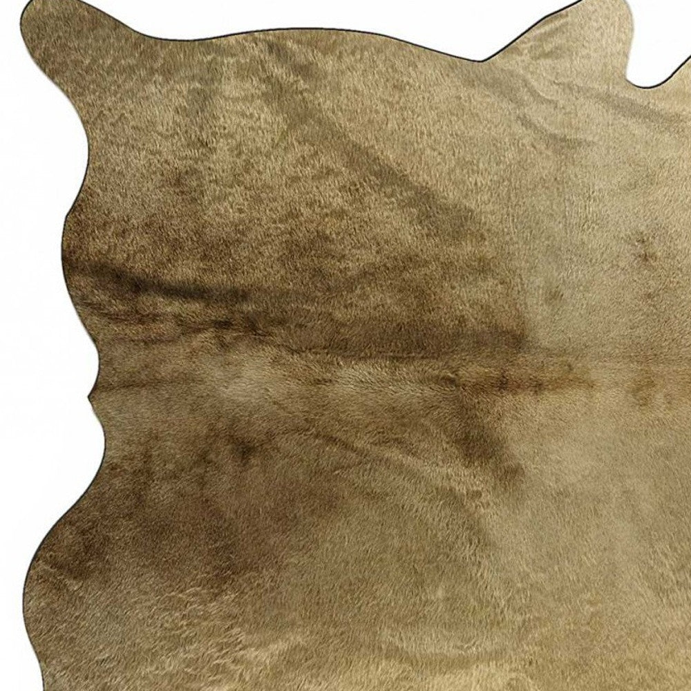 5' X 7' Black And Gold Cowhide Cowhide Print Area Rug-Area Rugs-DECOROLALA