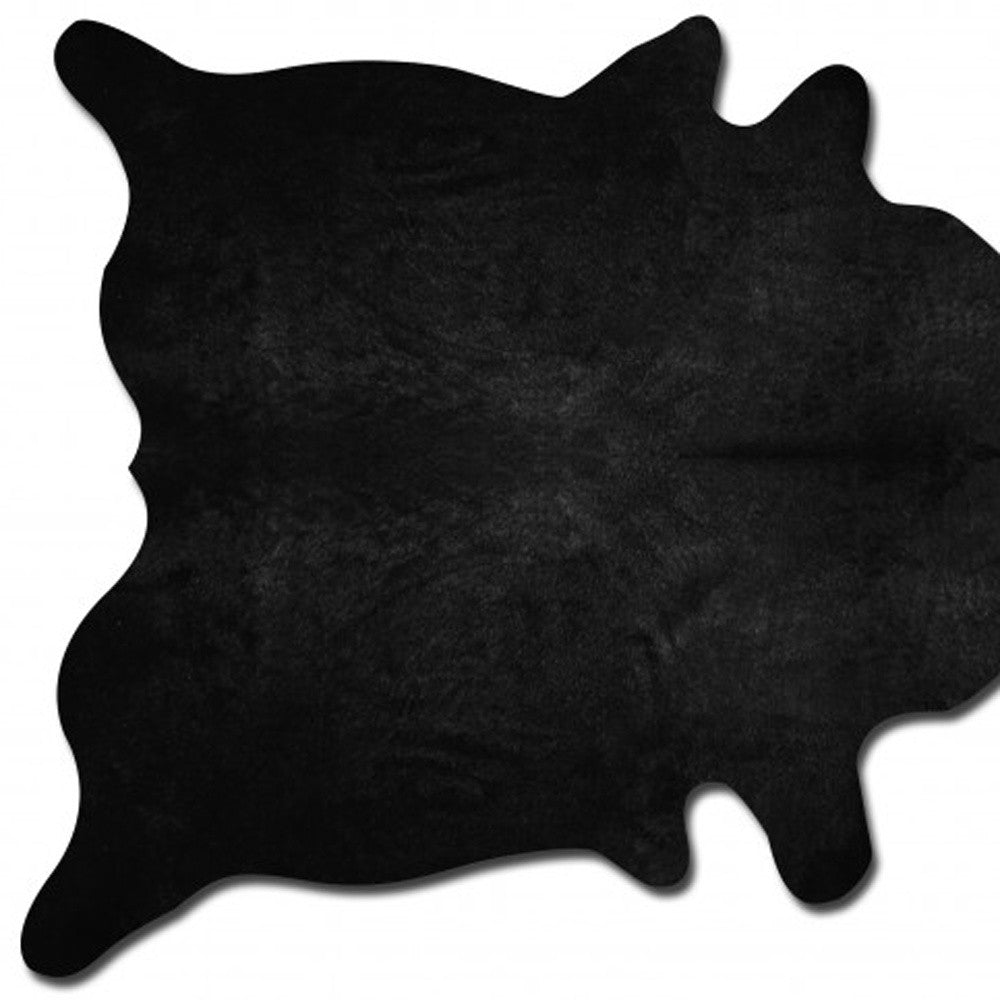 5' X 7' Black And Gold Cowhide Cowhide Print Area Rug-Area Rugs-DECOROLALA