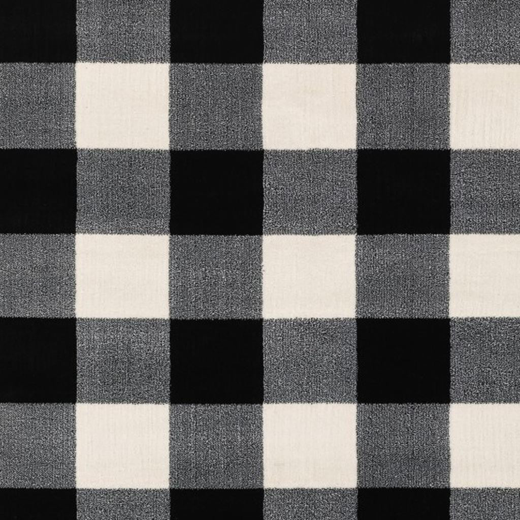 5' X 7' Black And Ivory Gingham Area Rug-Area Rugs-DECOROLALA