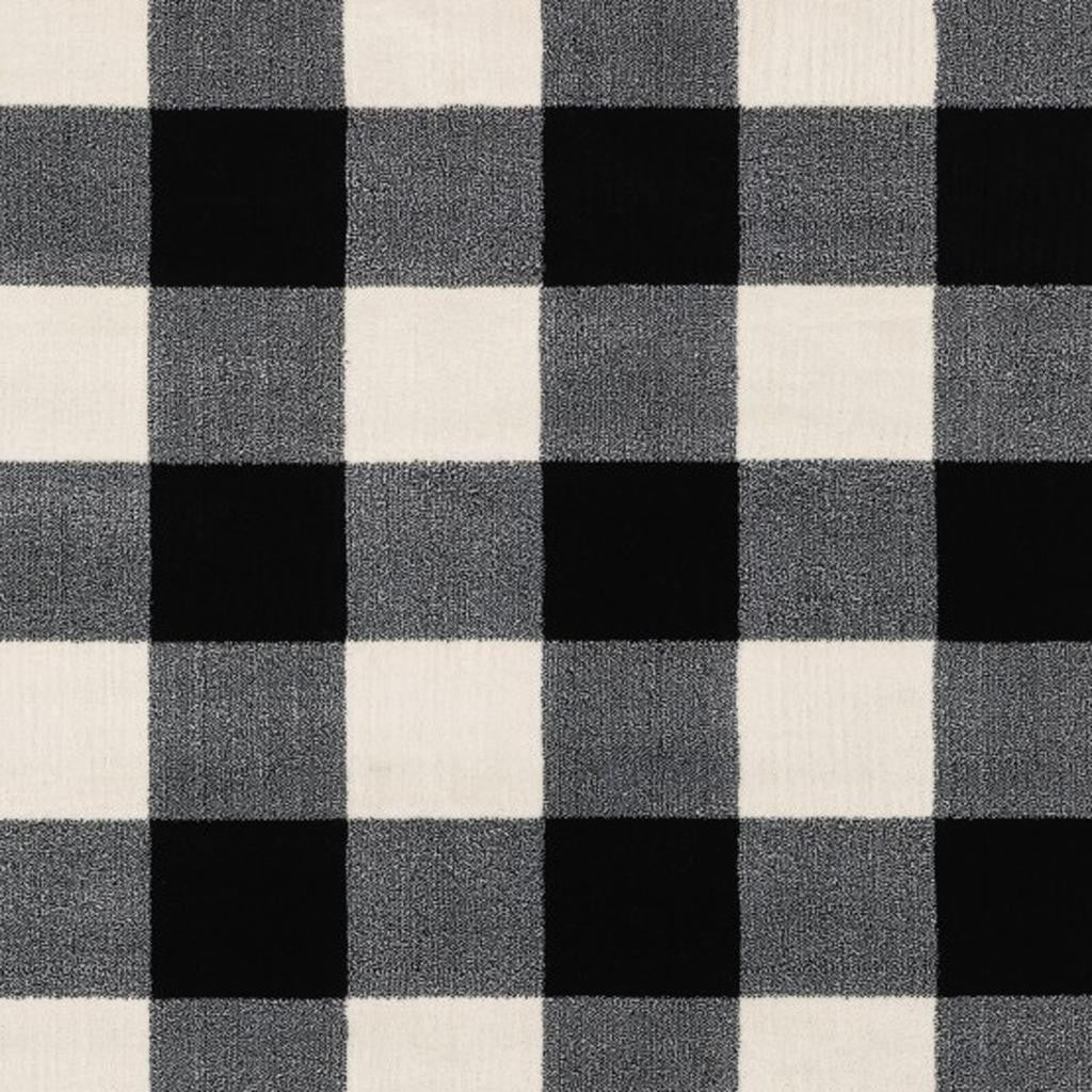 5' X 7' Black And Ivory Gingham Area Rug-Area Rugs-DECOROLALA